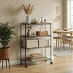 vidaXL Opbergrek 4-laags met wielen 200 kg 90x35x142 cm, Huis en Inrichting, Kasten | Stellingkasten, Verzenden, Nieuw