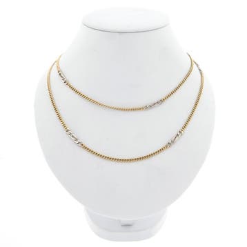 Bicolor gouden gourmet/fantasie schakelketting, Ophalen of Verzenden, Gebruikt, Goud, Goud