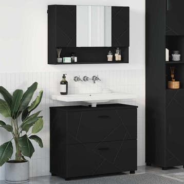 vidaXL Badkamermeubelset 2 st Zwart 76,5 x 35 x 64 cm, Verzenden, Nieuw, Overige typen
