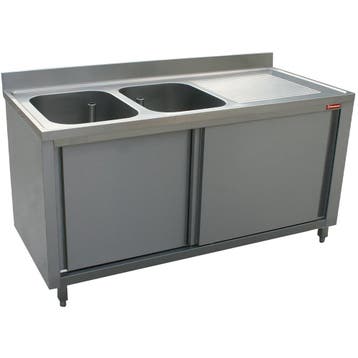 RVS Spoeltafel | 2 Spoelbakken Links | 160x70x88 cm, Verzenden, Nieuw in verpakking