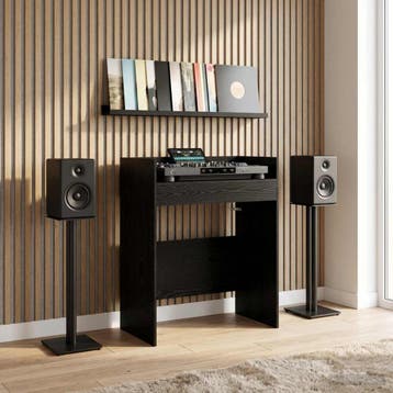 vidaXL DJ Tafel Zwart eiken 82 x 45 x 102 cm Bewerkt hout, Muziek en Instrumenten, Verzenden, Nieuw