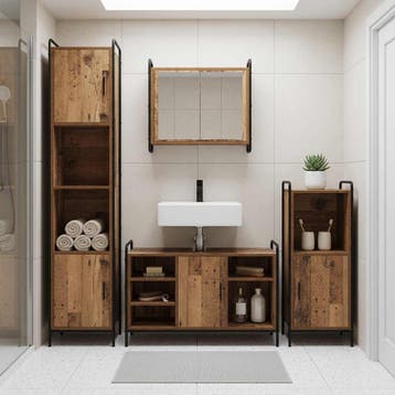 vidaXL Badkamerkastenset 2 st Oud hout 65,5 x 34 x 61 cm, Verzenden, Nieuw