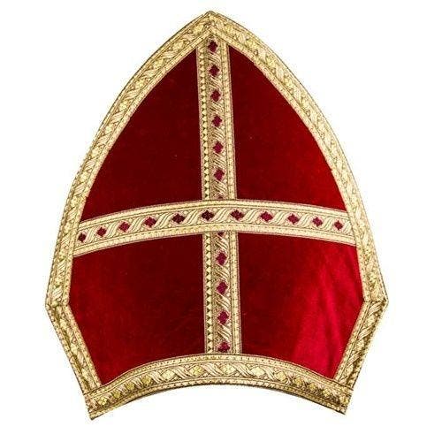 Sinterklaas kokermijter katoenfluweel, Hobby en Vrije tijd, Feestartikelen, Feestartikel, Nieuw, Verzenden