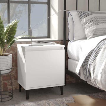 vidaXL Nachtkastje met metalen poten 40x30x50 cm wit, Minder dan 45 cm, Verzenden, Nieuw, Minder dan 55 cm