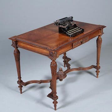 Schrijftafeltje of wandtafel in notenhout met brede lade Fra, Antiek en Kunst, Ophalen of Verzenden