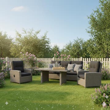 San Marino stoel-bank dining loungeset verstelbaar 6-delig, Tuin en Terras, Ophalen of Verzenden, Nieuw, Wicker