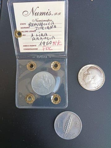 Italië. Lotto 3 monete 1 Lira 1949, 2 Lire 1950, 50