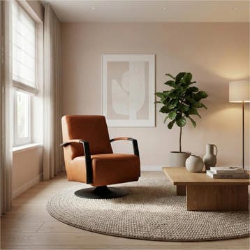 Leren draaifauteuil Mood - Rancho Cognac (cognac) -, Nieuw, Ophalen of Verzenden, 50 tot 75 cm, Industrieel, Modern