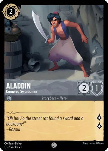 [171/204] - ALADDIN - Cornered Swordsman ENG NON-FOIL [M/NM], Verzamelen, Ophalen of Verzenden, Nieuw