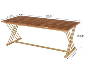 Eettafel 160x80x75cm – Houten Tafel met Goudkleurig Frame, Verzenden, Nieuw, Rechthoekig