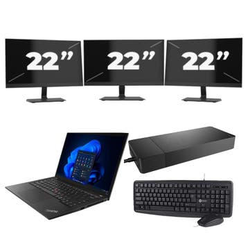 Lenovo ThinkPad T14s -   i7-10e 16GB  - 256GB  + 3x 22 inch, Computers en Software, Qwerty, Verzenden, Refurbished, 14 inch