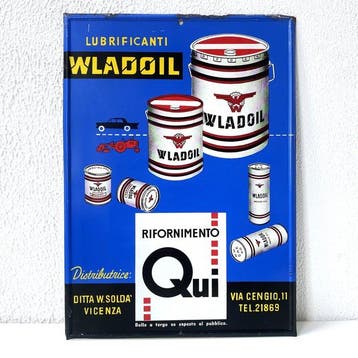 Wladoil Lubrificanti reclamebord - Reclamebord - Blik/metaal