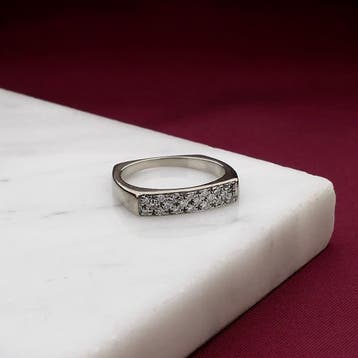 Witgouden ring met diamant; 0,23 ct.; 18 karaat; ringmaat..., Gebruikt, Ophalen of Verzenden, 17 tot 18, Met edelsteen