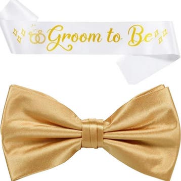 Groom to Be sjerp en dasstrik wit met goud, Verzenden, Nieuw, Accessoires, Wit, Ivoor of Crème
