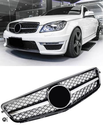 Grille geschikt voor Mercedes W204 S204 zwart + chrome |, Ophalen of Verzenden