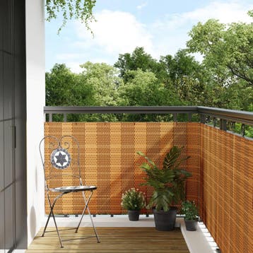 vidaXL Balkonscherm 400x100 cm poly rattan lichtbruin, Verzenden, Nieuw