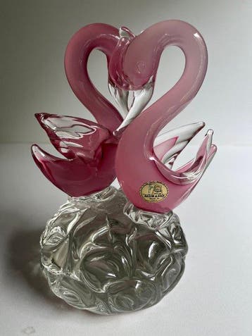 Murano - sculptuur, Zwanen - 19 cm - Glas - 1960, Antiek en Kunst