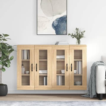 vidaXL Hangkasten 2 st bewerkt hout sonoma eikenkleurig, Verzenden, Nieuw, 50 tot 100 cm, Minder dan 100 cm