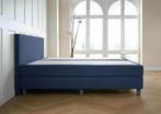 ACTIE! Boxspring Florence 140 200 Blauw, Nieuw, 140 cm, Twijfelaar, 200 cm