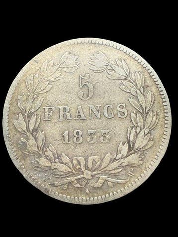 Frankrijk. Louis Philippe I. 5 Francs 1833-W, Lille (Zonder, Postzegels en Munten