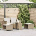 vidaXL 5-delige Tuinbankstel met kussens stapelbaar beige, Verzenden, Nieuw