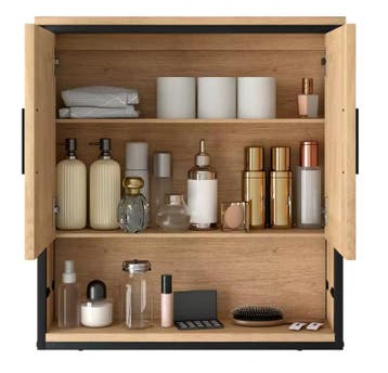 Badkamerkast met Spiegel – Hangende Wandkast met Plank 56×60, Verzenden, Nieuw