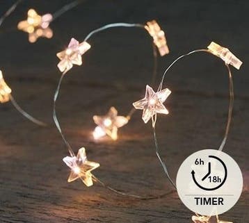 Led verlichting bot zilverdraad ster warmwit timer 20, Ophalen of Verzenden, Nieuw