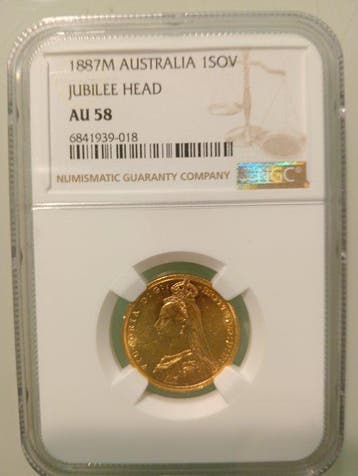 Australië. Victoria. Sovereign 1887 Melbourne NGC AU58