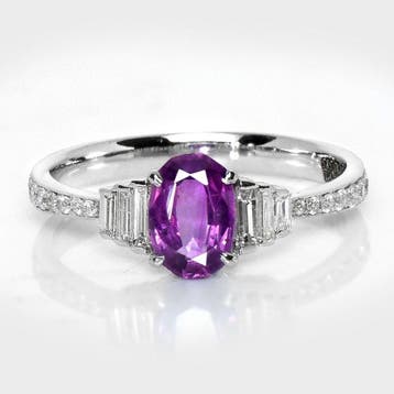 Zonder minimumprijs - Ring - 14 karaat GIA 0,85 ct Kashmir, Nieuw