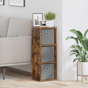 vidaXL Dressoir met lade Gerookt eiken 25,5 x 22 x 69,5 cm, Verzenden, Nieuw, Minder dan 25 cm, Overige houtsoorten