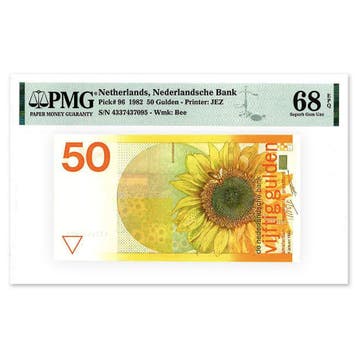 50 Gulden Zonnebloem 1982 PMG 68, Verzenden