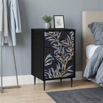 vidaXL Nachtkastje DOKKUM Zwart eiken 36 x 33 x 61 cm, Huis en Inrichting, Slaapkamer | Nachtkastjes, Minder dan 45 cm, Verzenden
