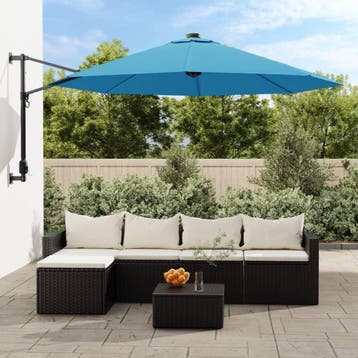 vidaXL Wandparasol 290 cm zeeblauw, Verzenden, Nieuw, 2 tot 3 meter, Muurparasol