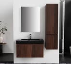 Badmeubel 80 x 45 x 50 cm walnoot 1 lade dikke wastafel met, Ophalen of Verzenden, Nieuw, Koper, Bad