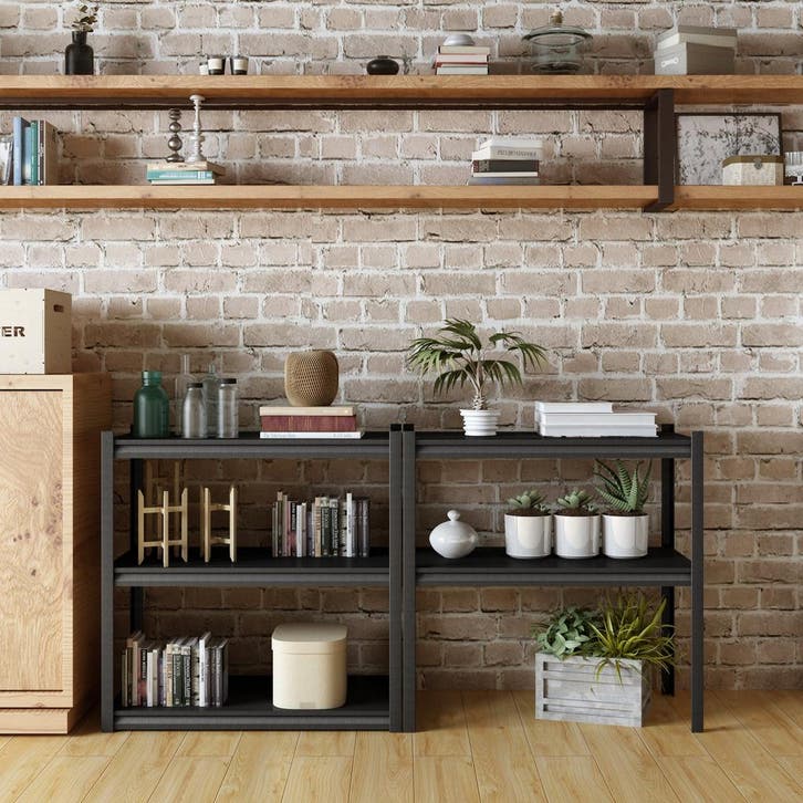 [en.casa] Keukenkast Austrheim open kast 183x90x40 cm zwart, Huis en Inrichting, Keuken | Keukenelementen, Verzenden