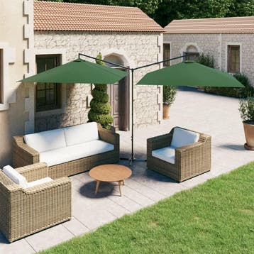 vidaXL Parasol dubbel met stalen paal 600x300 cm groen, Verzenden, Nieuw, Meer dan 4 meter