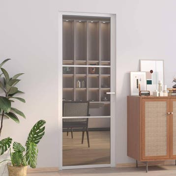 vidaXL Binnendeur 76x201,5 cm ESG-glas en aluminium wit, Verzenden, Nieuw