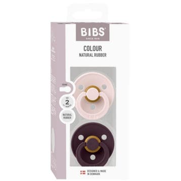 BIBS Colour Round Natural Rubber Petal/Plum - 2pcs Size 1, Ophalen of Verzenden, Nieuw, Overige typen