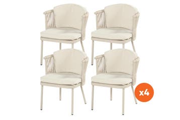 Set van 4 - Hartman Altea rope dining tuinstoel - Sand, Tuin en Terras, Tuinsets en Loungesets, Verzenden, Nieuw, Overige materialen