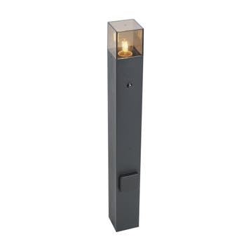 Modern buiten paaltje zwart met smoke glas 70cm met, Verzenden, Nieuw, Aluminium