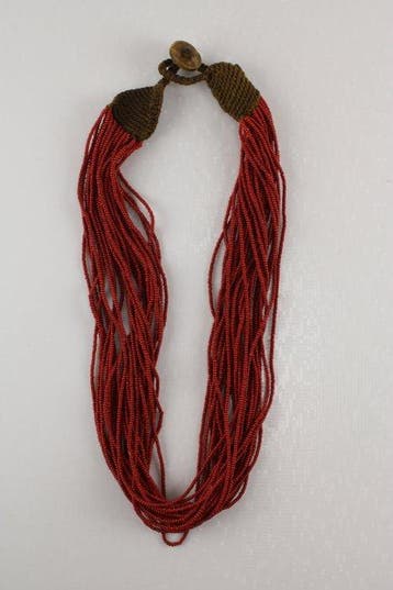 Konyakrode seed-bead statementketting, tweede helft van de