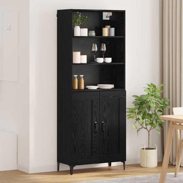 vidaXL buffetkast 2 st Zwart eiken 69,5 x 34 x 180 cm, Huis en Inrichting, Kasten | Buffetkasten, Minder dan 50 cm, Verzenden