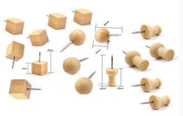 Set van 90 houten punaises, 3 vormen, Ophalen of Verzenden, Nieuw