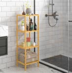 Bamboe staande opbergrek met 5 legplanken 110x33x33cm, Verzenden