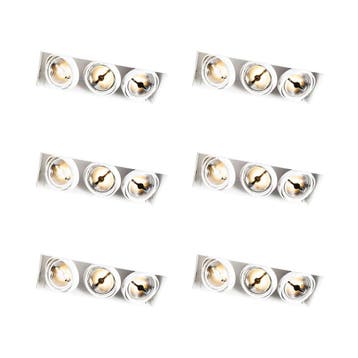 Set van 6 Inbouwspot wit  AR111 trimless 3-lichts - Oneon, Verzenden, Nieuw