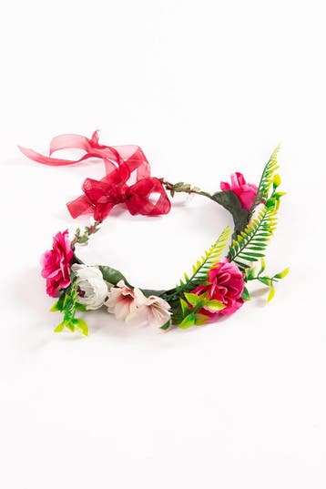 KIMU® Luxe Bloemenkrans Haar Jungle Roze Wit Jane Bloemen Ha, Ophalen of Verzenden, Nieuw, Carnaval, Accessoires