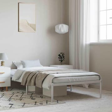 vidaXL Bedframe metaal wit 100x190 cm, Huis en Inrichting, Slaapkamer | Bedden, 100 cm, Eenpersoons, Verzenden, Wit