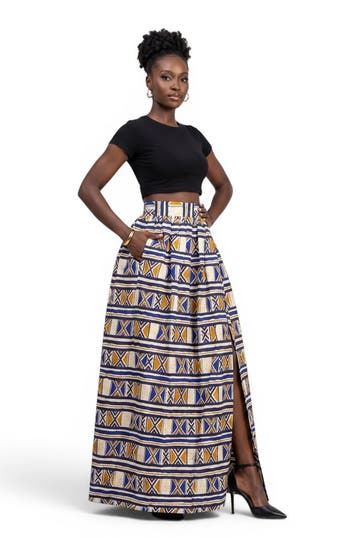 Afrikaanse print maxi rok - Verstelbare split - Blauw Moster, Kleding | Dames, Rokken, Ophalen of Verzenden, Nieuw