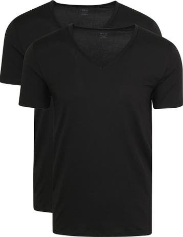 Mey V-hals Dry Cotton T-shirt Zwart 2-Pack maat L Heren, Verzenden, Zwart, Nieuw, Maat 52/54 (L)