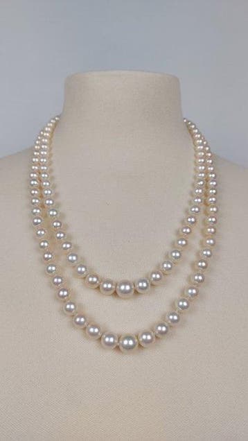 Halsketting - 18 karaat Witgoud Parel - Diamant, Sieraden, Tassen en Uiterlijk, Kettingen, Nieuw